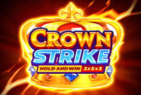 Золотая корона и надпись Crown Strike среди огненных всполохов